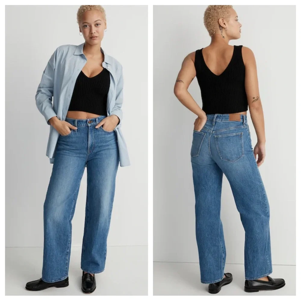 Madewell The Curvy Perfect Vintage Wide Leg Crop Jeans SZ 26 Cresslow Wash - Picture 15 of 16